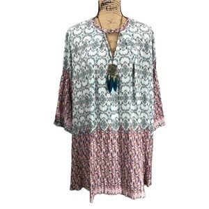 Umgee Floral Boho Festival Ready Mini Dress Size Small